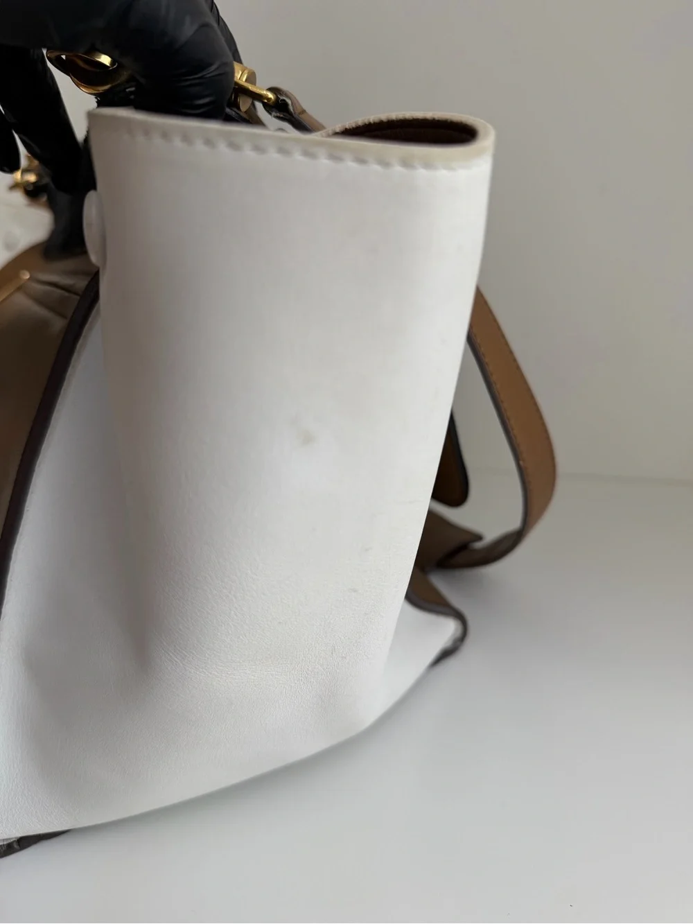 Authentic CELINE Medium Trapeze Tricolor Leather Suede Handbag